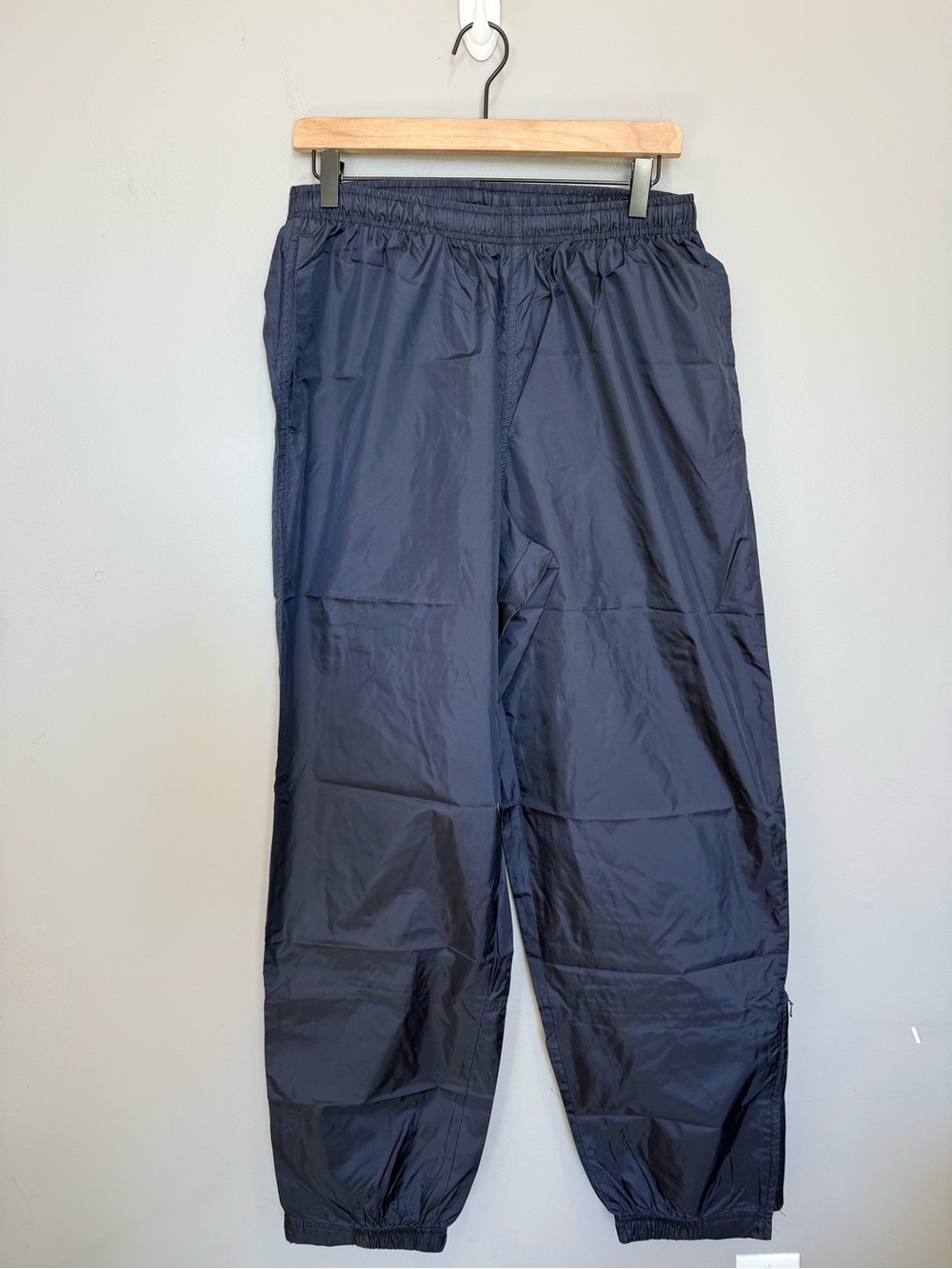 Vintage 90s Nike Nylon Track Pants XL Navy Windbreaker Zip Ankle